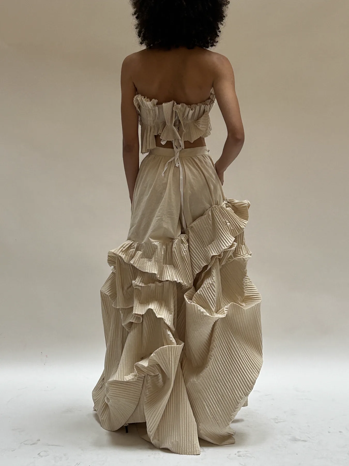 Drape study 4 in pleated muslin