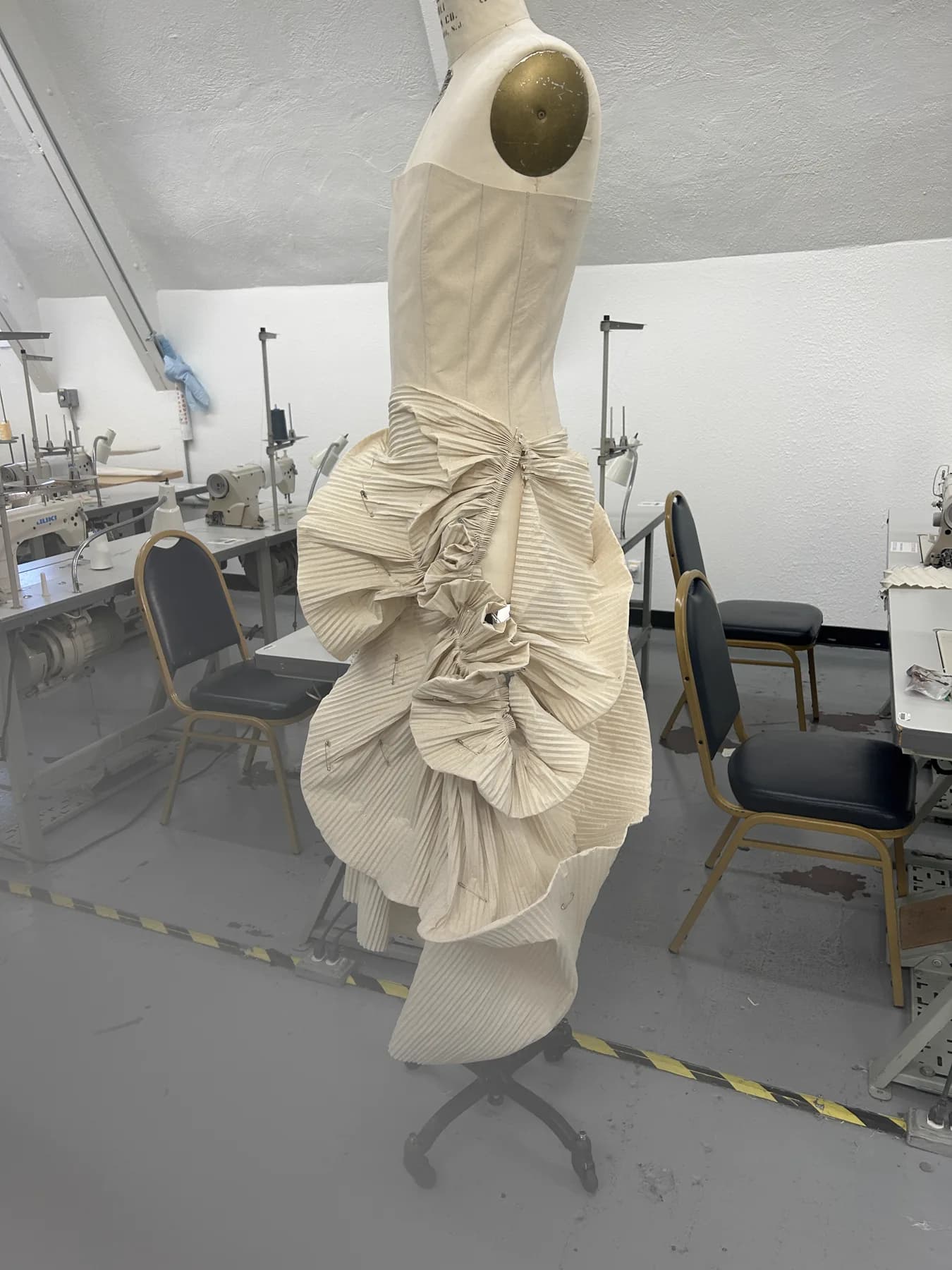 Drape study 7 in pleated muslin