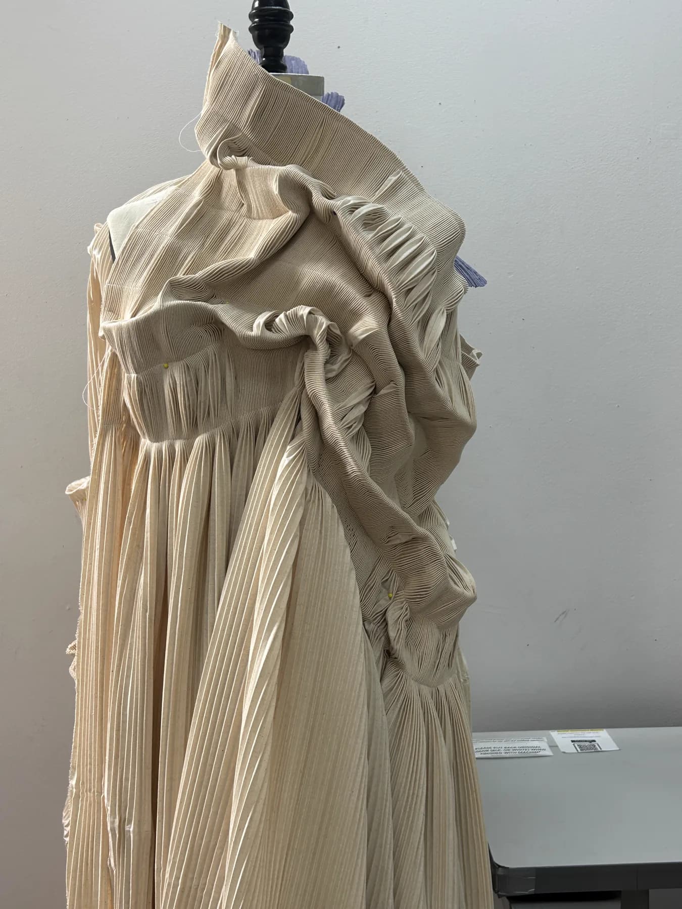 Drape study 10 in pleated muslin