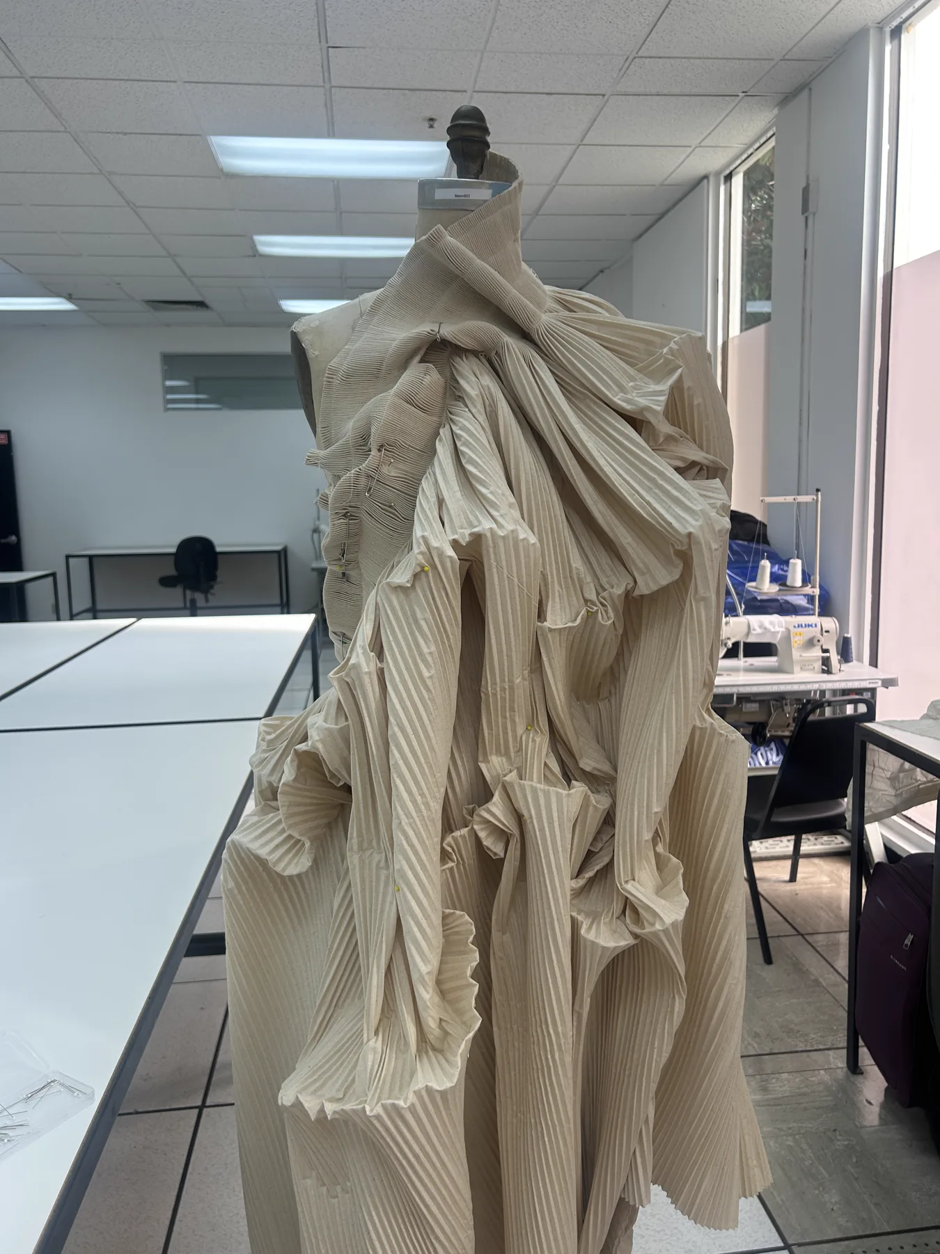 Drape study 13 in pleated muslin